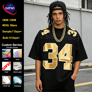 QZFSO Custom Barcelona Sublimation Footy Pigskin Gridiron Soccer American Football Uniform <b>Top</b> <b>Rhinestone</b> <b>Mesh</b> Jersey - Product Image 1