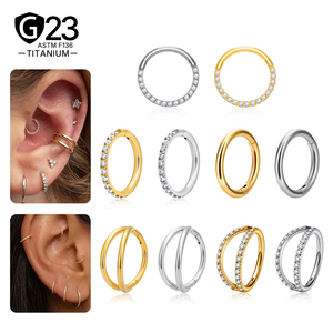 JiaXin Anello Clicker a Cerniera in Titanio ASTM F136 G23 per Septum, Naso, <span class=keywords><strong>Trago</strong></span>, Cartilagine, Helix, Daith, Rook, Conch - Product Image 1