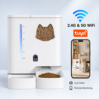 Distributeur de nourriture intelligent pour animaux de compagnie moderne et écologique avec application Tuya, programmation des repas à distance, contrôle des portions, caméra vidéo HD, double alimentation