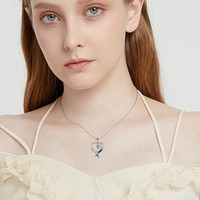 Collier pendentif en forme de cœur de sirène bleue, en cuivre plaqué argent, en Zircon, mignon, exquis, polyvalent, cadeau de princesse, bijoux pour femmes