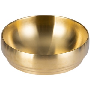 Stainless Steel Double Wall Bowl Gold Color Large Soup Bowl For Instant Noodles Bibimbap Hotel Use Microwave Safe - Product Image 3