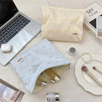 Bolsa de Maquillaje de Poliéster con Lazo y Logotipo Personalizado, Bolsa de Cosméticos de Gran Capacidad, Organizador de Viaje con Cierre, Bolsa de Almacenamiento Portátil para Mujer