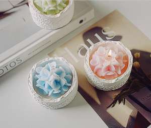 Lọ gốm thêu tay hình quả cầu để đựng nến thơm hình hoa - Product Image 4