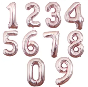 Balões de hélio de 40 polegadas, balões digitais de folha de ouro rosado, 1 balão para decoração de festas de aniversário e festa