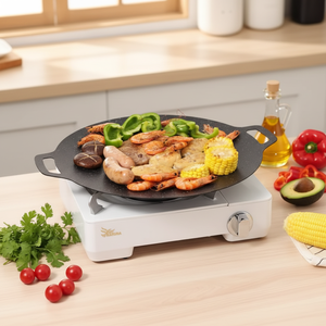 Plaque <span class=keywords><strong>de</strong></span> <span class=keywords><strong>cuisson</strong></span> coréenne antiadhésive multi-tailles en fonte avec double poignée <span class=keywords><strong>pour</strong></span> <span class=keywords><strong>barbecue</strong></span> et <span class=keywords><strong>cuisson</strong></span> en extérieur – Vente en gros - Product Image 1