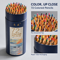 Crayons de couleur en bois OEM ODM en gros, 12/18/24/36/42/72 pièces, certifiés FSC EN71, tube en papier bleu, pour l'école, le bureau, le croquis et le dessin