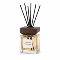 Diffuseur de parfum carré en verre Hailandi sans alcool, longue durée, sans flamme, aromathérapie, avec bouchon en bois et bâtonnets en rotin pour la maison et l'hôtel