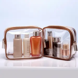 Schlussverkauf individuelle Eigenmarke wasserdichte Kunstleder-Toilettentüte kleine Reise durchsichtiger PVC-Makeup-Kosmetikbeutel