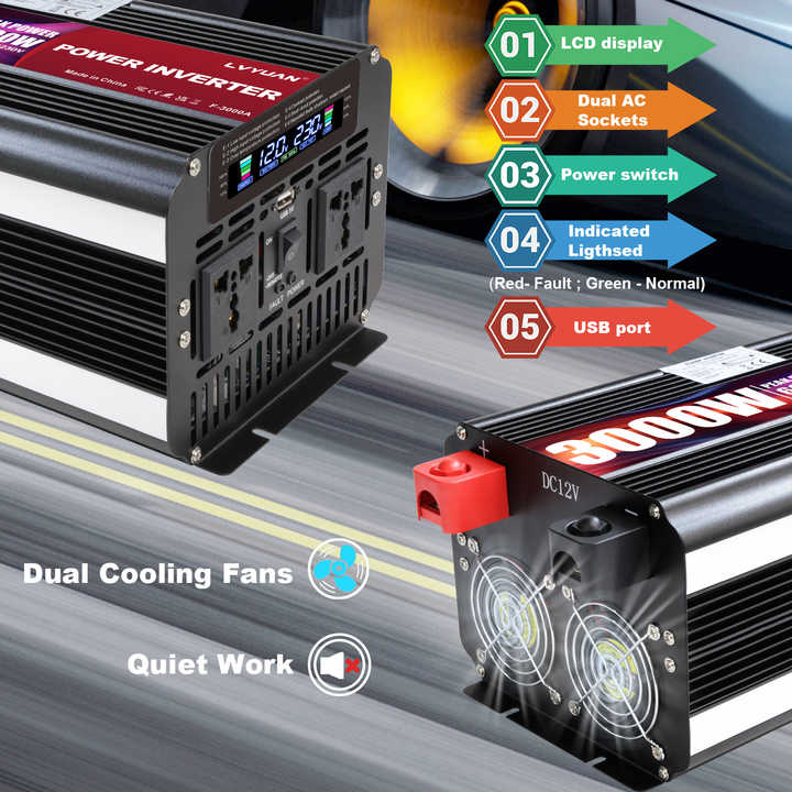LVYUAN 3000W Car Inverter - Reliable Power for Various Uses
