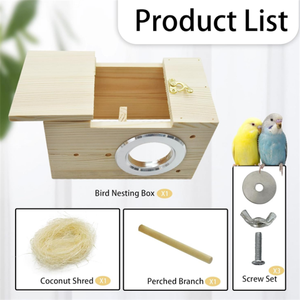 Natuurlijke Houten Parkiet Nestkast Buiten Houten Vogelhuis Voor Tuin Decoratief - Product Image 5