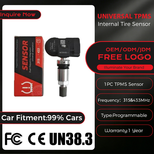 2-in-1 TPMS Sensors Universal Programmable  Tyre Pressure Monitoring System for 99% of Cars Dual Frequency 315MHz and 433MHz