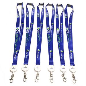 Lanière personnalisée en polyester économique avec enrouleur de badge rétractable et mousqueton - Product Image 3