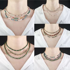 Collar de Piedras Naturales Estilo Europeo Americano, Gargantilla de Piedra Lunar, Collar de Perlas de Agua Dulce en Capas, Diseño de Moda Urbana - Product Image 1