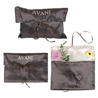 Tas Amplop Satin Logo Kustom Dengan Pita, Tas Amplop Satin Lembut Halus Dapat Digunakan Kembali untuk Rambut