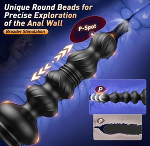 Vibratore Telecomandato con Perline Anali e Massaggiatore Prostatico, Plug <span class=keywords><strong>Anale</strong></span> con 10 Modalità di Vibrazione e Spinta, Giocattolo Sessuale per Uomini e Donne - Product Image 2