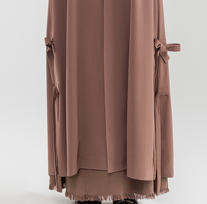 Customizable Modest Muslim Women Open <strong>Abaya</strong> with <strong>Unique</strong> Sleeve Cuff and Lapel Designer Style - Product Image 6