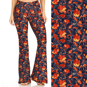 Custom High Waist Flare Leggings Paisley Acuarela Floral <span class=keywords><strong>Flores</strong></span> Hojas Mujeres Yoga Bell-bottoms Pantalones - Product Image 1