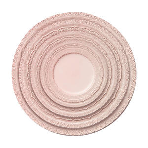 Juego de <span class=keywords><strong>Vajilla</strong></span> de Cerámica Rosa Vintage con Relieve, Platos de Porcelana con Borde Festoneado, Juego de Platos de Postre Rosa Pálido, 4 Piezas, <span class=keywords><strong>Vajilla</strong></span> para Mesa de Cocina - Product Image 6