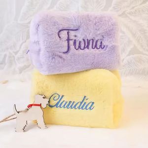 Custom Embroidered Eco-Friendly Luxury Plush Cosmetic <b>Bag</b> Bridesmaid Toiletry Pouch & Wedding <b>Gift</b> for <b>Bride</b> - Product Image 5