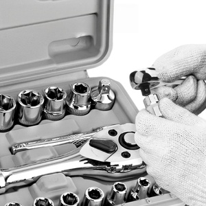 Jeu de 22 outils à douilles, clé à cliquet réversible 72 dents 1/4" et 3/8", douilles hexagonales, outil de réparation manuel, directement de l'usine - Product Image 3