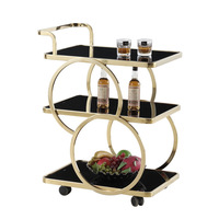 Table console moderne en acier avec plateau en métal, roulettes pliables, design durable et écologique pour hôtel et usage domestique