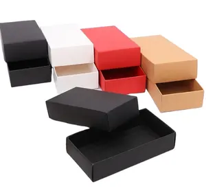 Stocked Customize Rectangular Brown Black Red White Pure Color Kraft Card Drawer Packaging Box for Underwear Towel Clothes Sock