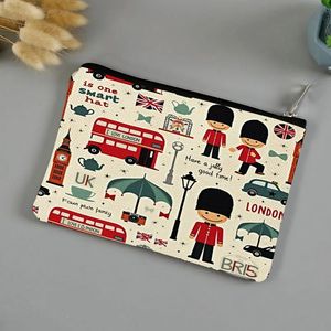 Fashion London-Themed Cartoon Print Canvas <strong>Makeup</strong> Bag-Cute Multifunctional Zipper Pouch <strong>for</strong> Women Jewelry <strong>Storage</strong> - Product Image 4