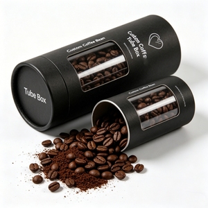 Caja de Tubo para Granos de Café Personalizada, Papel Kraft Negro con Ventana Transparente, Reciclable, Impresión a Cuatro Colores - Product Image 4