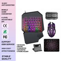 Combo de Teclado y Ratón para Juegos RGB 5 en 1, con Ratón de 6400 DPI, Alfombrilla de Ratón Convertible y Soporte para Teléfono, para PC y Juegos Móviles, Venta al Por Mayor