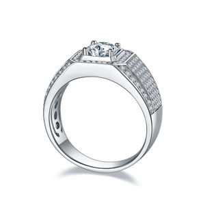 लुस्टर <span class=keywords><strong>1ct</strong></span> लक्जरी s925 स्टर्लिंग चांदी सफेद सगाई की पूर्ण हीरा मोइससानाइट रिंग - Product Image 3