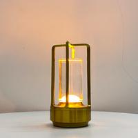 Lanterne de table en cristal sans fil moderne, rechargeable, alimentée par batterie LED, avec cage en métal, décoration de luxe pour hôtel, restaurant, bar