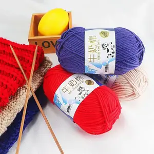 Discount Various Colors Hand Knitting Baby Yarn Bulk 4ply 50g Milk Cotton Yarn for Crochet