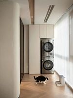 Meuble de buanderie en bois massif intégré JINGSHUN, meuble moderne sur mesure pour machine à laver, meuble de salon sur mesure