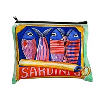 Sac de maquillage portable en toile durable 2026 Sardines avec fermeture éclair, idéal pour les décorations de douche nuptiale, les cadeaux de mariage et de fiançailles, et les enterrements de vie de jeune fille