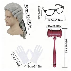 Traje de lujo de juego de rol de <span class=keywords><strong>juez</strong></span> PESENAR, que incluye Peluca de <span class=keywords><strong>juez</strong></span>, mazo, gafas, guantes, para ayudarlo a restaurar <span class=keywords><strong>la</strong></span> imagen <span class=keywords><strong>del</strong></span> <span class=keywords><strong>juez</strong></span>. - Product Image 2