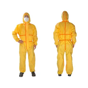 Pakaian Kerja Penambangan Layanan Kustom OEM Coverall Pelindung Bahan Kimia Kuning Jumpsuit L Hingga 3XL PPE Coverall