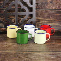 Tasse à café ou à thé en émail personnalisée avec logo, fabriquée en Chine par un fournisseur d'usine, logo personnalisé imprimé, tasse en émail métallique pour le camping