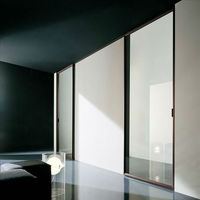 Pintu Geser Kaca Tunggal Modern Rangka Aluminium Kaca Tempered untuk Ruang Tamu Apartemen