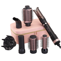 ENZO Professional 7 en 1, Rizador de Pelo Giratorio Desmontable, Peine de Aire Caliente, Plancha de Pelo, Secador de Pelo, Cepillo de Aire Caliente