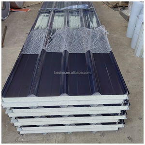 แผงแซนวิชโฟม <span class=keywords><strong>PU</strong></span> <span class=keywords><strong>หลังคา</strong></span>ลูกฟูกพร้อมกระเบื้องแผงโลหะทนไฟสำหรับห้องเย็น - Product Image 1