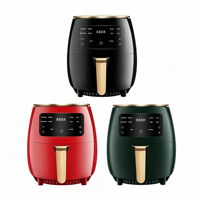 Friteuse à air électrique carrée moderne personnalisée 6L 2400W avec commande manuelle, grande capacité, en plastique, économe en énergie pour usage domestique