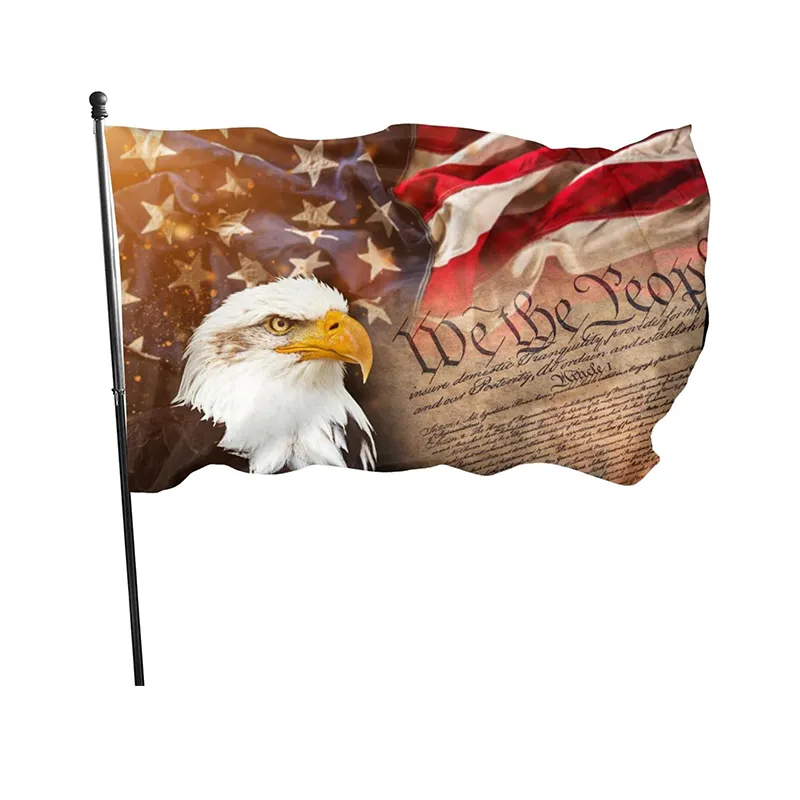 100D Polyester Grommets kel kartal 3x5 FT Vintage amerikan bayrağı 4 temmuz anıt bağımsızlık günü özgürlük bayrağı