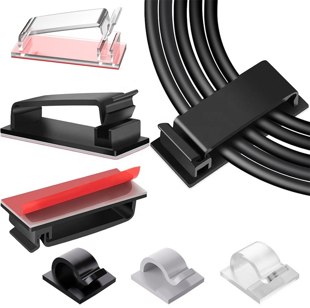 Adhesive Cable Clips Cord Organizer, Self-Stick Wire Holder for Desk, Power Strip, Ethernet, USB & HDMI Cable Management