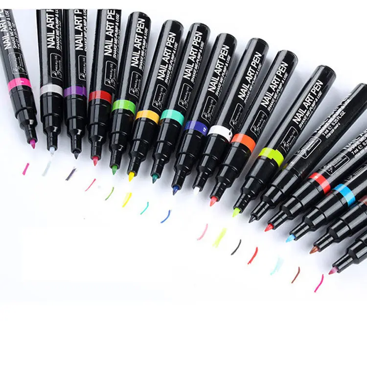 16 Kleuren 3D Nail Art Diy Decoratie Nagellak Pen Set Nail Art Verf Pennen