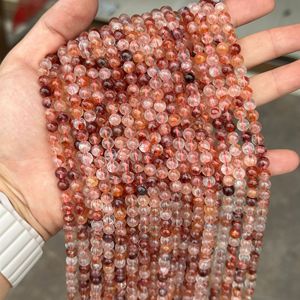 Perles rondes en quartz rouge naturel de qualité 3A, perles de cristal naturelles pour la guérison, 4-12 mm, pour la création de bijoux DIY. Couleur: # 03 - Product Image 1
