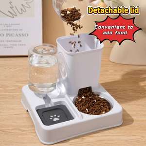Alimentador Automático de Gato 2-em 1 e Dispensador De Água Tigela De Cachorro De Grande Capacidade Bacia De Alimentos De Gato De Estimação Dupla e Bacia De Água - Product Image 5