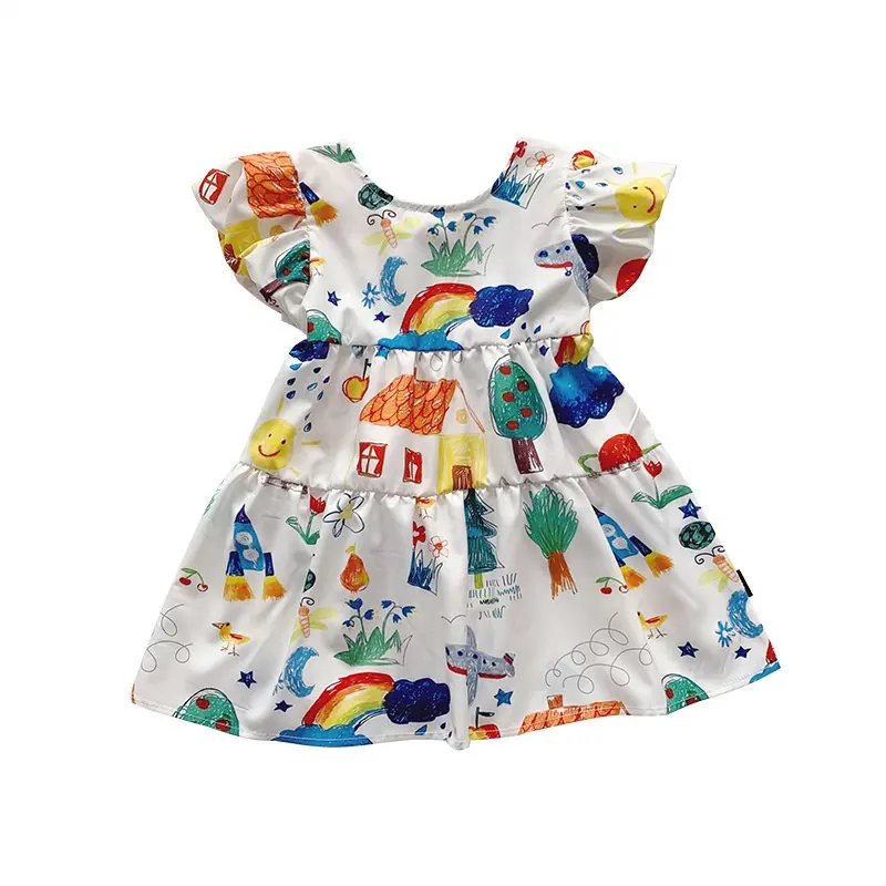 Sommer Kinder Kleidung Online Großhandel Mode Chiffon Blumen kleid Rock für Babys