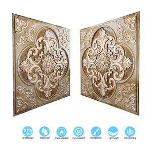 Panel de Techo de Estaño Prensado, Panel de Pared Interior con Relieve, para Bares Literarios PL88, Color <span class=keywords><strong>Oliva</strong></span> Antiguo Champán - Product Image 5