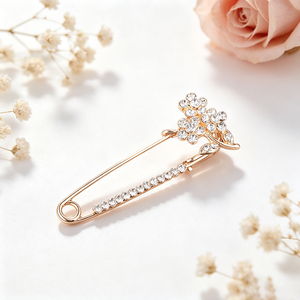 Fashion Accessories Wholesale Zinc Alloy Inlaid Crystal Brooch <b>Pins</b> Custom Rhinestone Safety Clips for Women Scarf Garment - Product Image 2