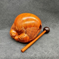 Bloc de temple en bois artisanal, petite percussion bouddhiste pour la méditation et le chant, ornement décoratif anti-stress pour le bureau